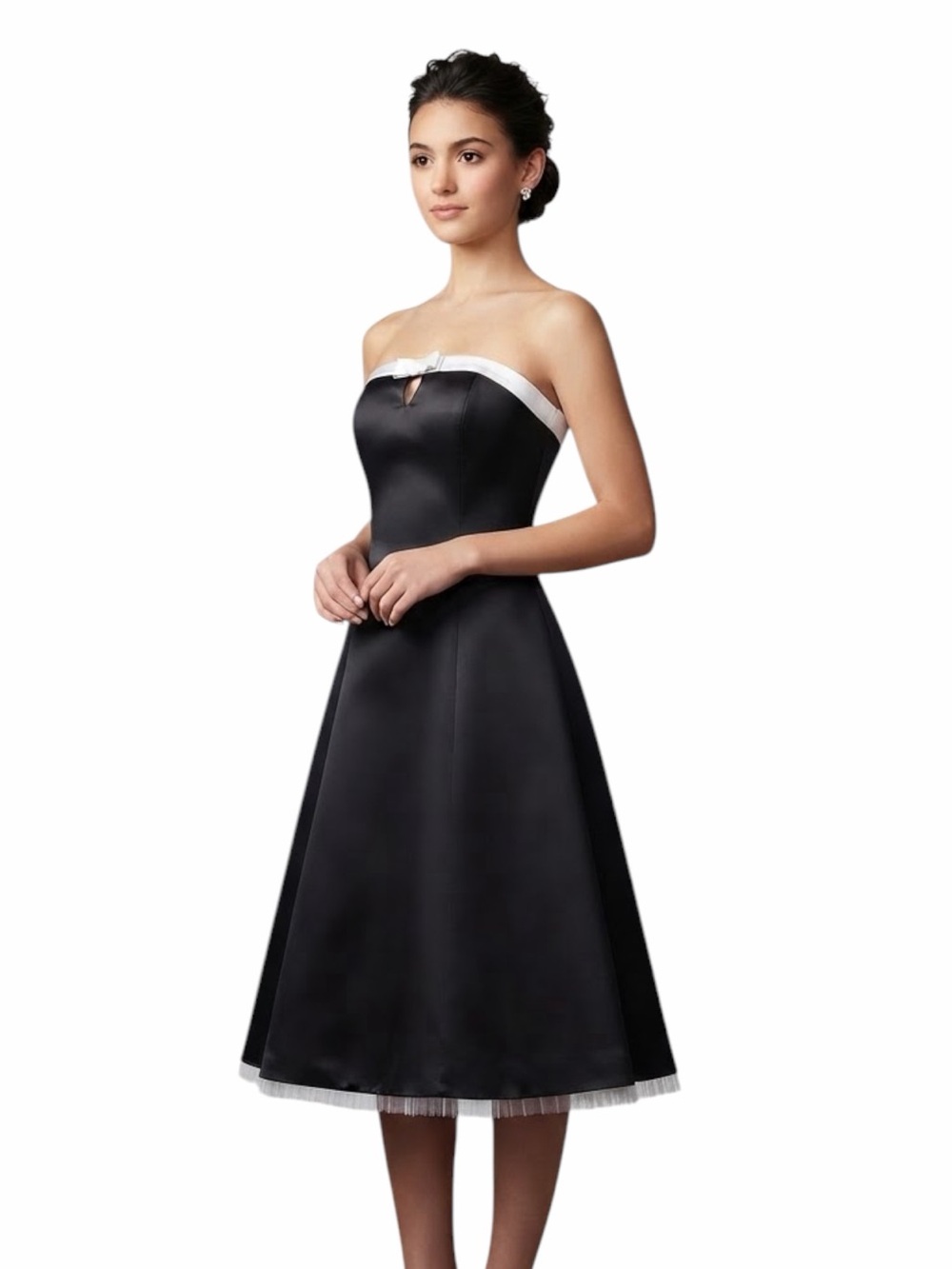 Vintage 90s Jessica McClintock Gunne Sax Black Satin Midi Dress Size 3/4